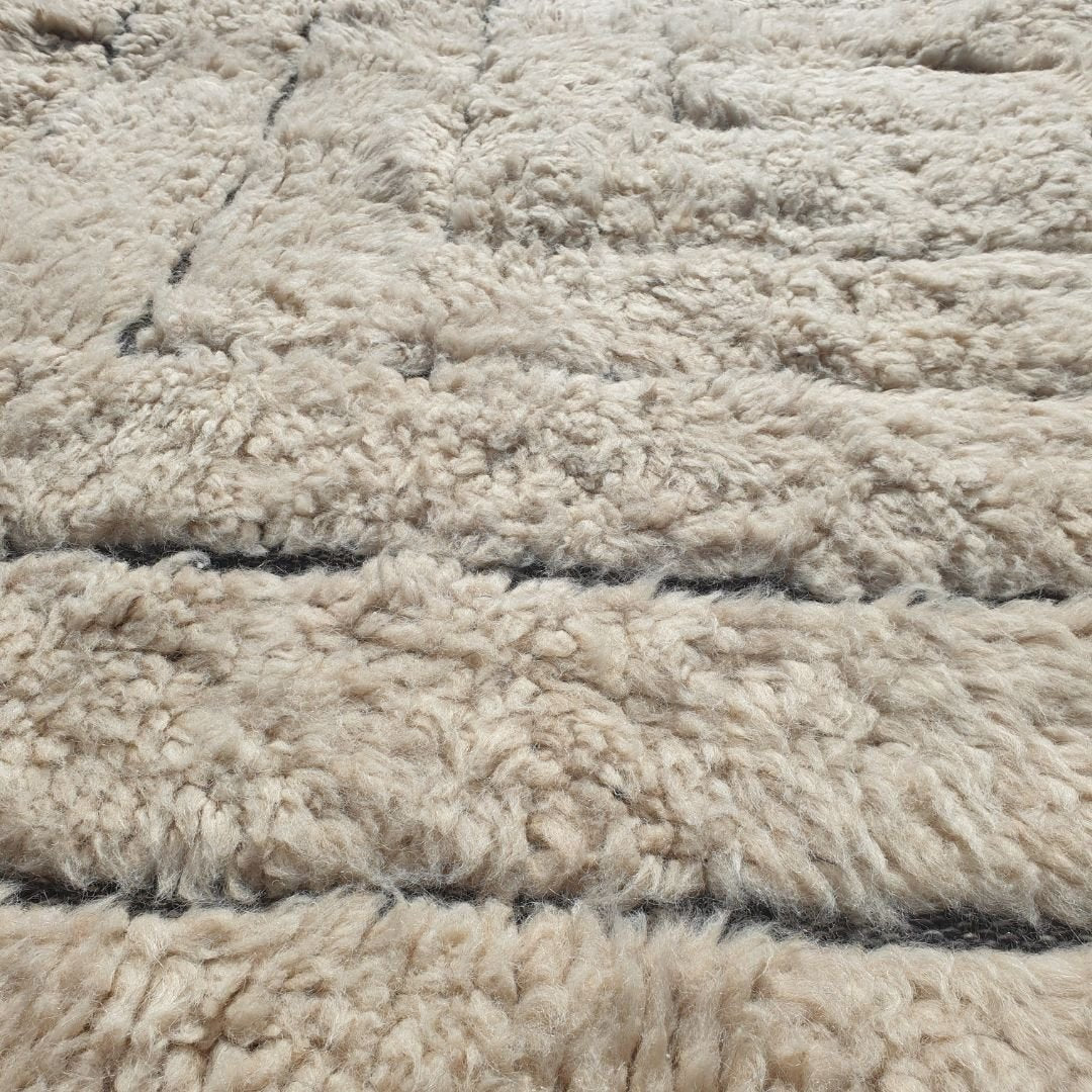 Banita | Ivory Beni Ourain Moroccan Rug 6x10 - Handwoven Ultra - Soft Wool rug | 6'72x10'20 Ft | 205x311 cm - OunizZ