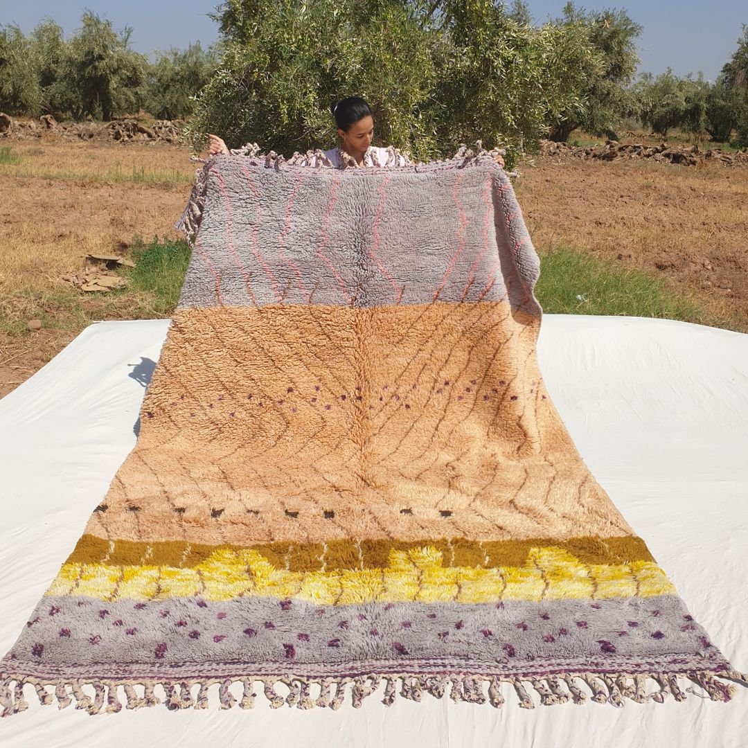 Luxury Dusty Rose Moroccan Rug 6x9 - Handmade Beni Mrirt Shag Rug