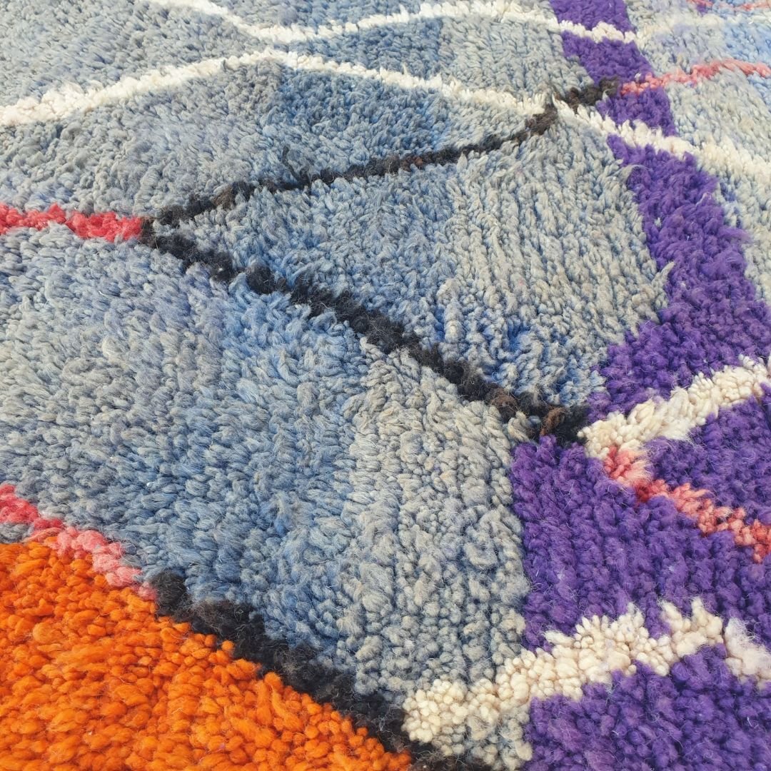 Breka - Blue Berber Moroccan Rug 6x9 | Authentic Boujad handmade Moroccan Carpet | 6'79x9'91 Ft | 207x302 cm - OunizZ