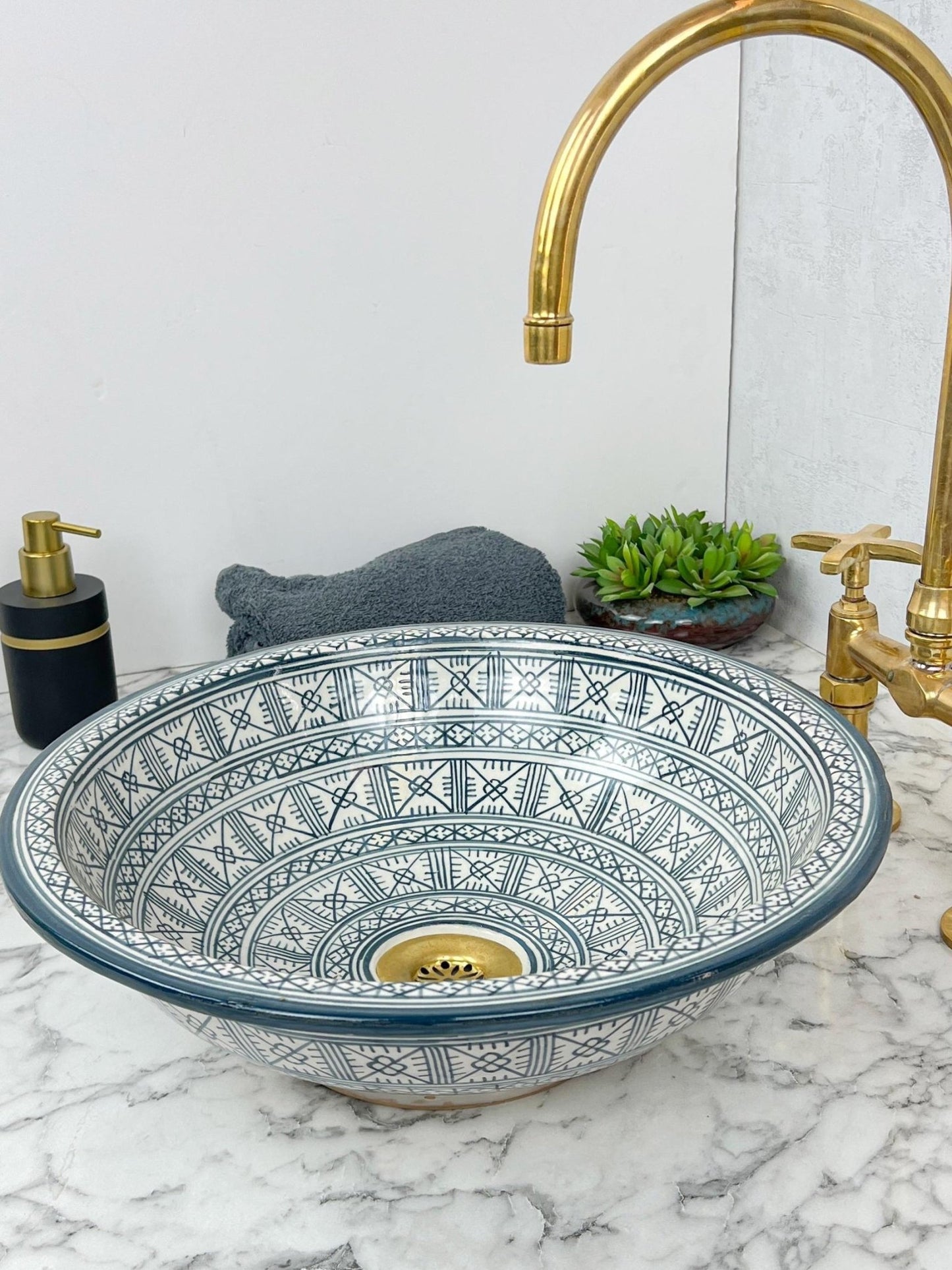 Brikcha - Handcrafted Blue Ceramic Bathroom Sink – Elegant, Customizable and Lead - Free - (ETMMT) - OunizZ