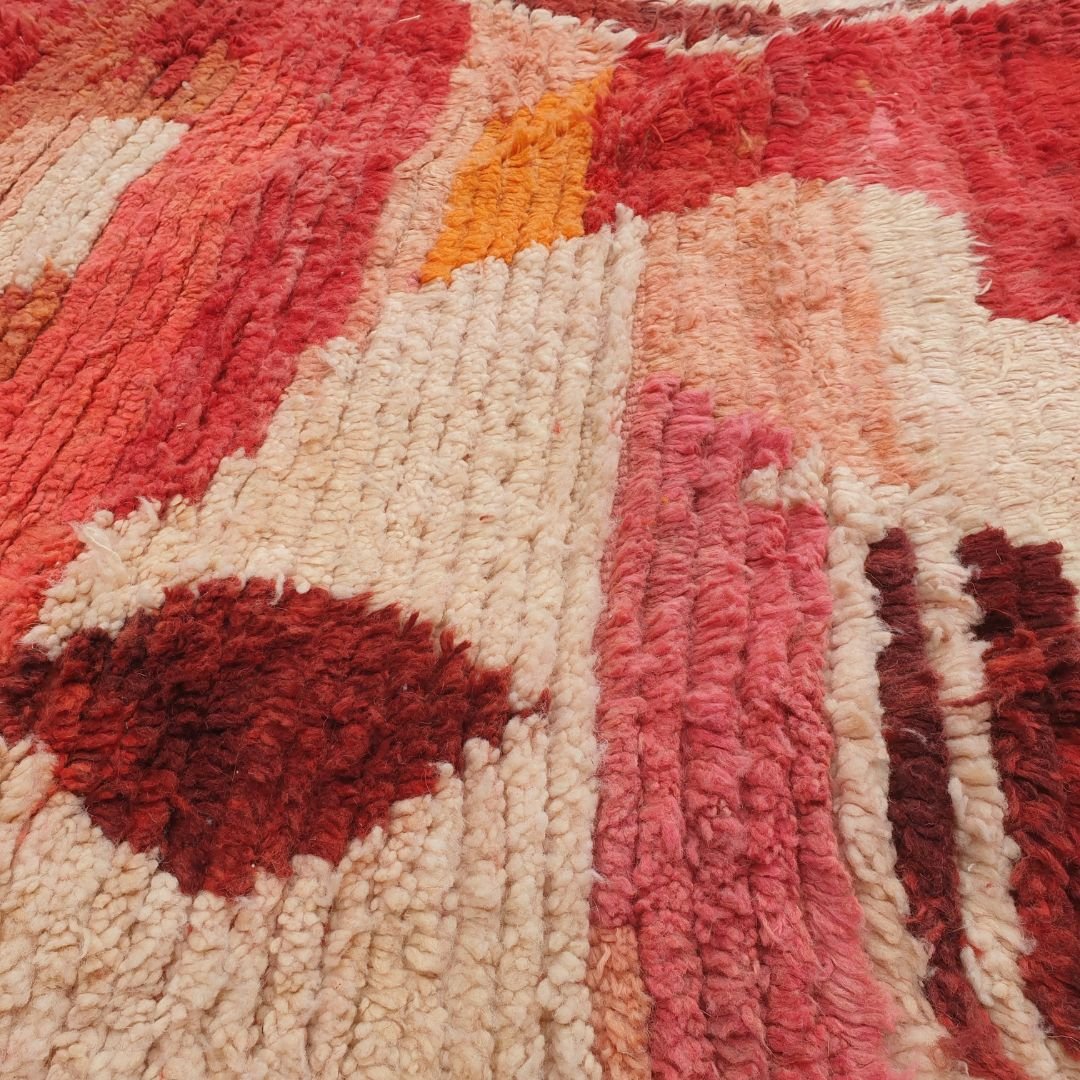 Chrbaya - Red Vintage Boujad Moroccan Rug 6x10 | Authentic Berber handmade Moroccan Carpet | 6'56x10'10 Ft | 200x308 cm - OunizZ