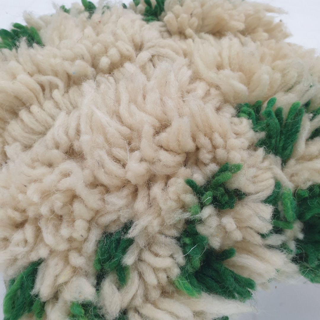 Cream Green Moroccan Cushion Cover – Charming Beni Mrirt Softness 12x12 inches | 30x30 cm - OunizZ