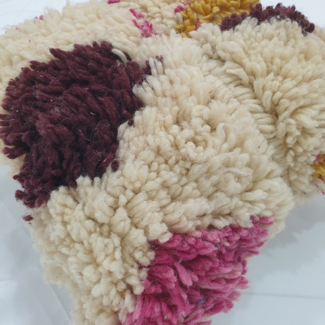 Cream Multicolor Moroccan Cushion Cover – Plush Beni Mrirt Beauty 16x16 inches | 42x42 cm - OunizZ