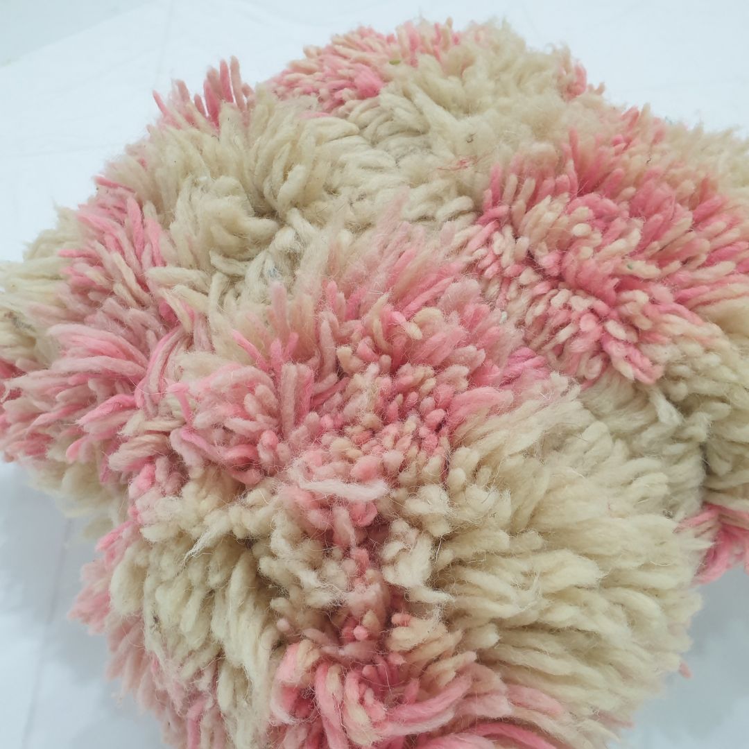 Cream Pink Moroccan Cushion Cover – Luxurious Handwoven Beni Mrirt 15x15 inches | 40x40 cm - OunizZ