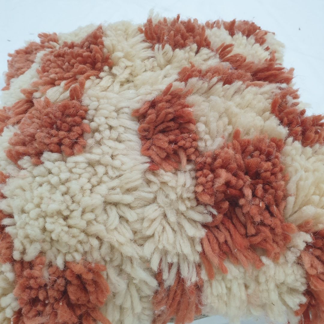 Cream Terracotta Moroccan Cushion Cover – Luxurious Handwoven Beni Mrirt 16x14 inches | 40x36 cm - OunizZ