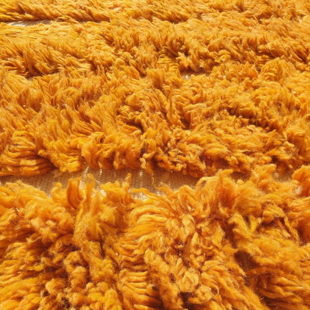 Customized Dehbia | Golden 5x8 Moroccan Rug Soft Beni Ourain | Berber Handmade Wool Carpet - OunizZ