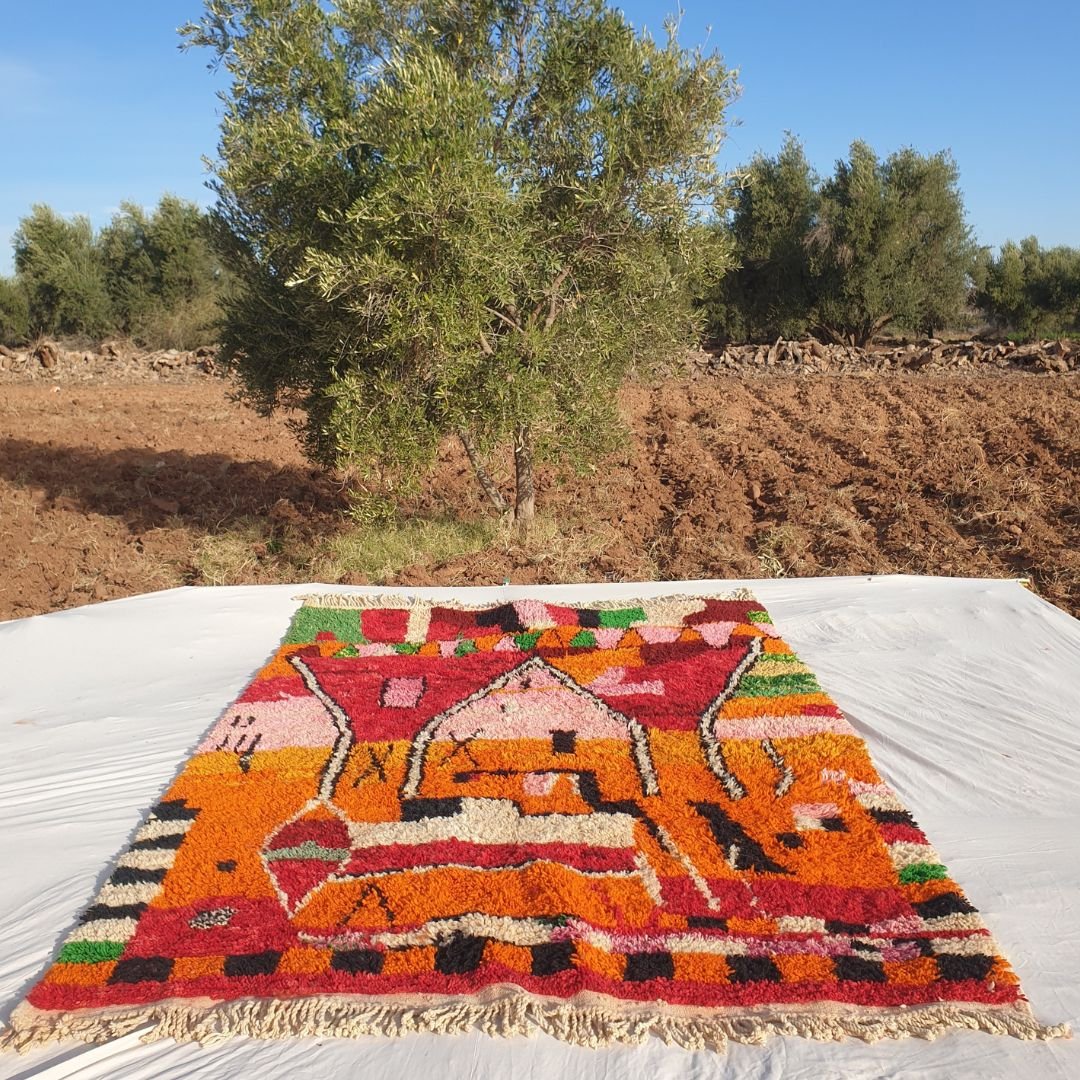 Customized Fakhma | Moroccan Rug 6x9 Boujad | Colorful Authentic Handmade Berber Carpet | 6'75 x 9'94 Ft - OunizZ