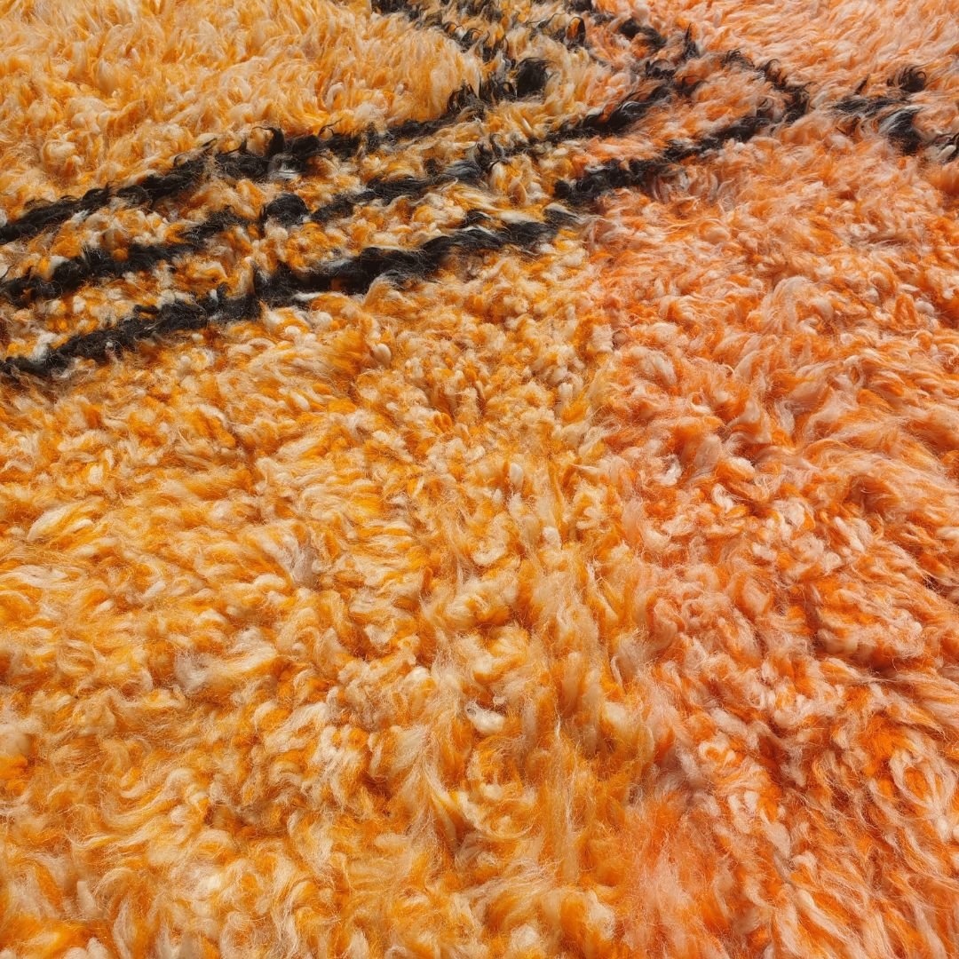 Dikhala | Mustard Yellow Beni Ourain Moroccan Rug 5x8 - Authentic Soft Shag Carpet | 5'08x8'46 Ft | 155x258 cm - OunizZ