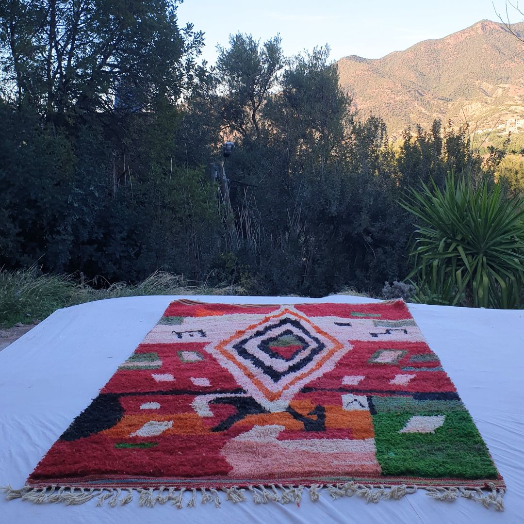 Dokla - Red Berber Moroccan Rug 6x10 | Authentic Boujad handmade Moroccan Carpet | 6'63x10'27 Ft | 202x313 cm - OunizZ