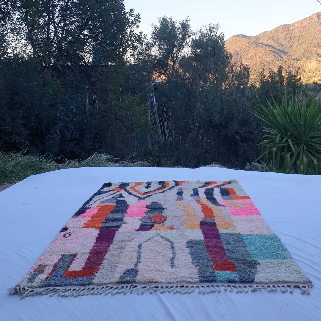 Fatra - Colorful Moroccan Rug 5x8 Berber Boujad | Handwoven Bohemian Area Rug with Geometric Patterns | 5'68x8'46 Ft | 173x258 cm - OunizZ