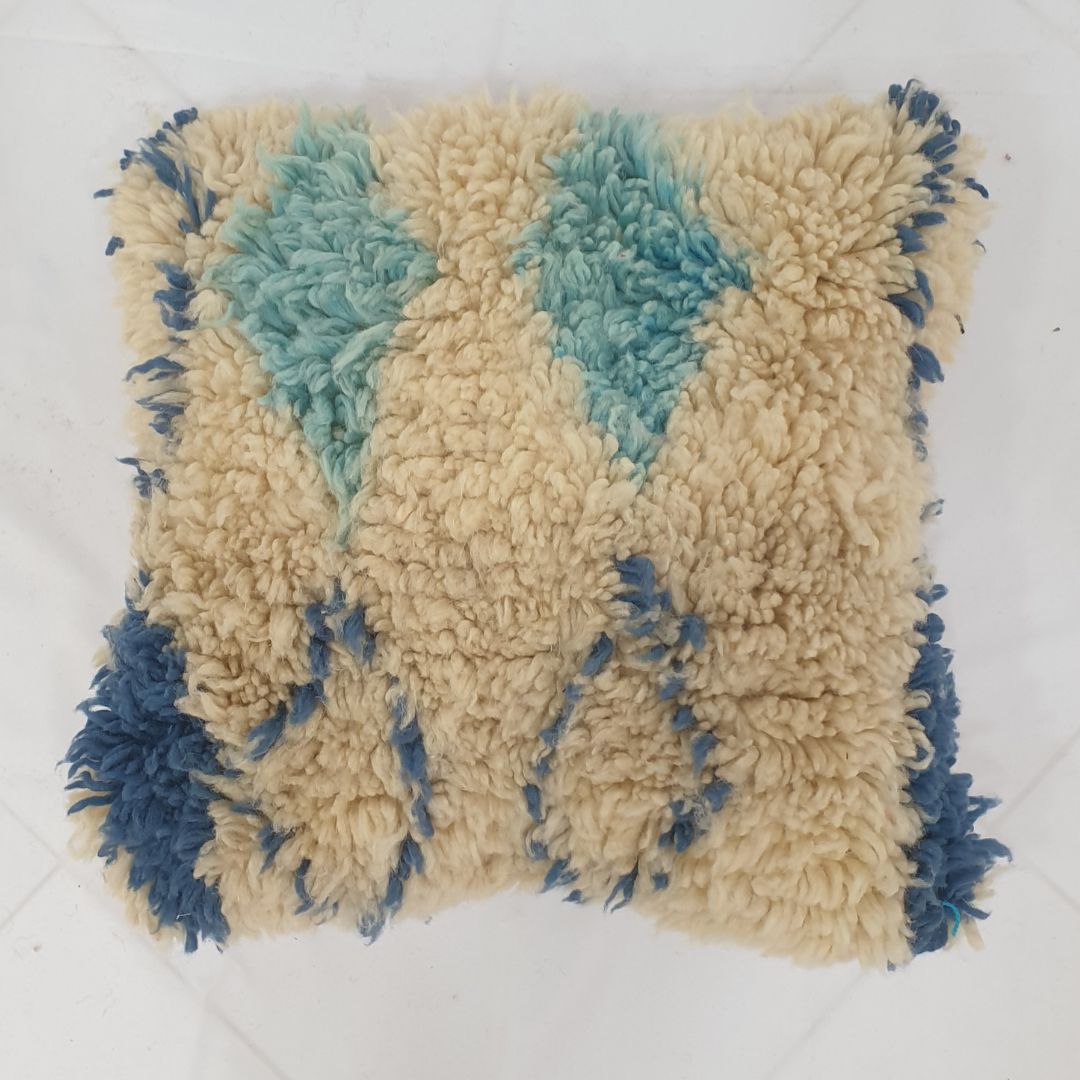 Geometric Blue Cushion Cover – Gorgeous Handwoven Design 20x19 inches | 50x48 cm - OunizZ
