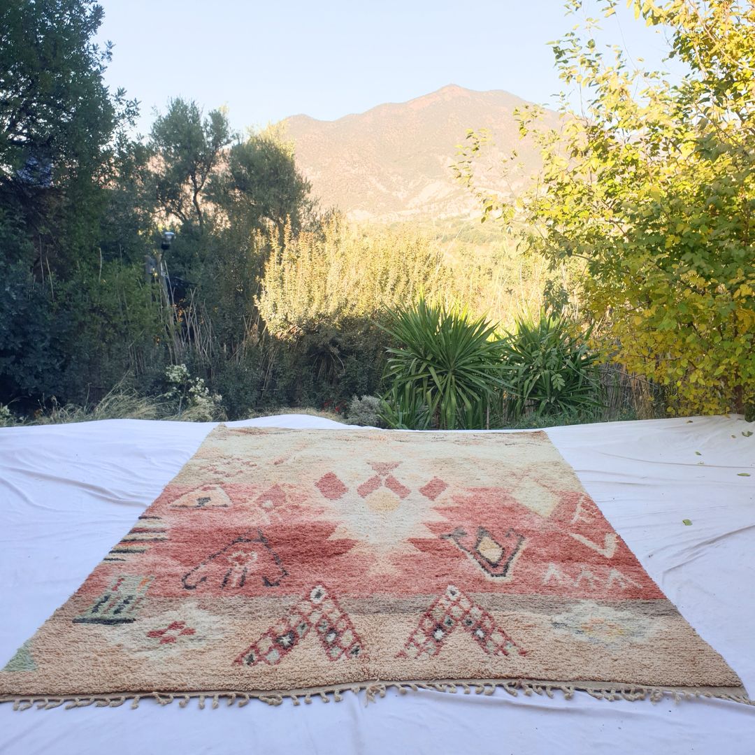 Hadima | Oversized Beige & Red Moroccan Rug 9x12 Berber Boujad | Authentic Handmade Living room Rug | 9'45x12'89 Ft | 288x393 cm - OunizZ