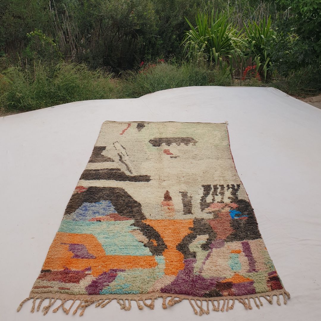 Hartma - Vintage Boujaad Moroccan Rug 5x9 | Authentic Berber Living room & Bedroom Rug | 5'15x9'12 Ft | 157x278 cm - OunizZ