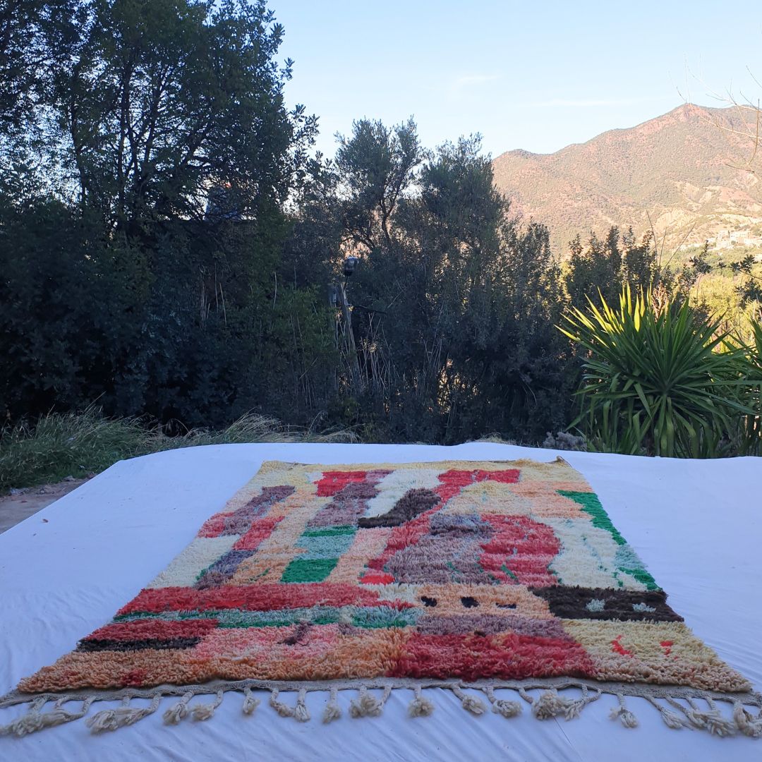 Ikabha - Colorful Berber Moroccan Rug 6x9 | Authentic Boujad handmade Moroccan Carpet | 6'52x9'81 Ft | 199x299 cm - OunizZ