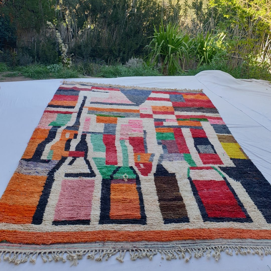 Lardia | Vintage Large Moroccan Rug 10x13 | Authentic Handmade Boujad Living room Rug | 10'x13'71 Ft | 306x418 cm - OunizZ