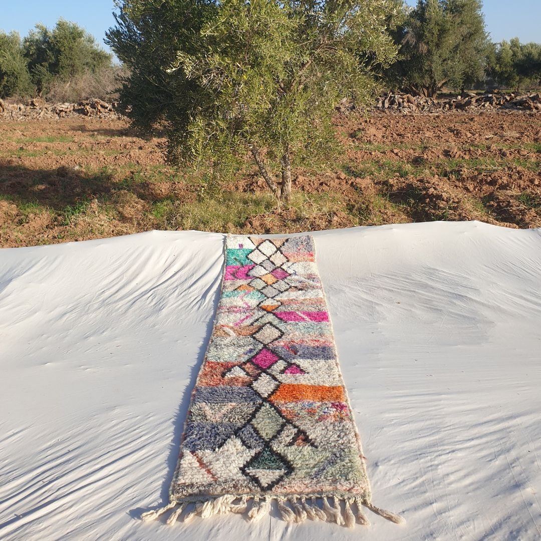 Loudaya Runner | Boujaad 2x10 Moroccan Runner Rug for Hallway & Kitchen | 2'23x10' ft | 68x305 cm - OunizZ