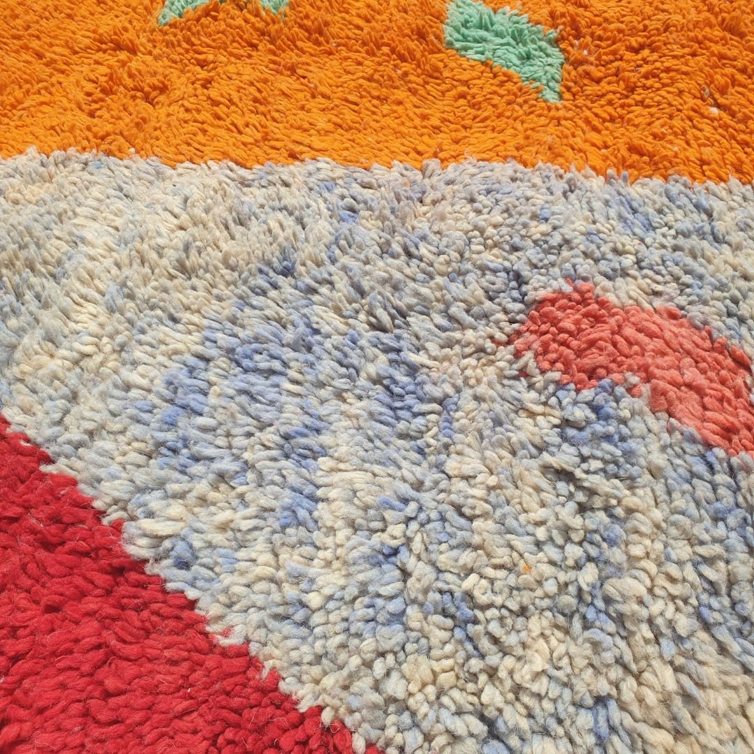 Maghcha | Beni Ourain Rug Multicolored Abstract Wool | 4'82x8'96 Ft | 147x273 cm - OunizZ