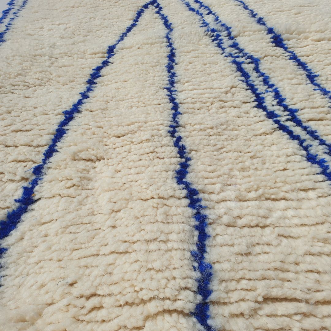 Makahi Runner - Cream and Blue Moroccan Runner Rug 2x9 - Flowing Abstract Design | 2'70x9'68 Ft | 82x295 cm - OunizZ