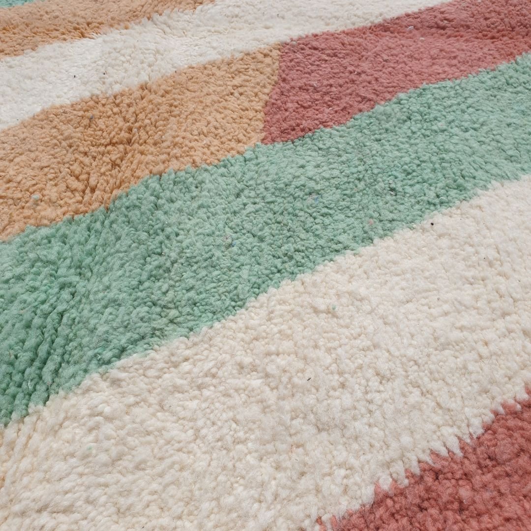 Makhlala | Vintage Beni Ourain Rug 5x8 Multicolored Wool Area Rug | 5'08x8'04 Ft | 155x245 cm - OunizZ