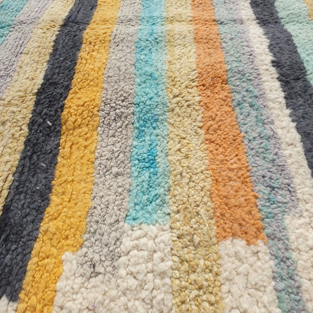 Makhta - Boujad 5x8 Rug Multicolored Striped Wool Area Rug | 5'28x8'46 Ft | 161x258 cm - OunizZ