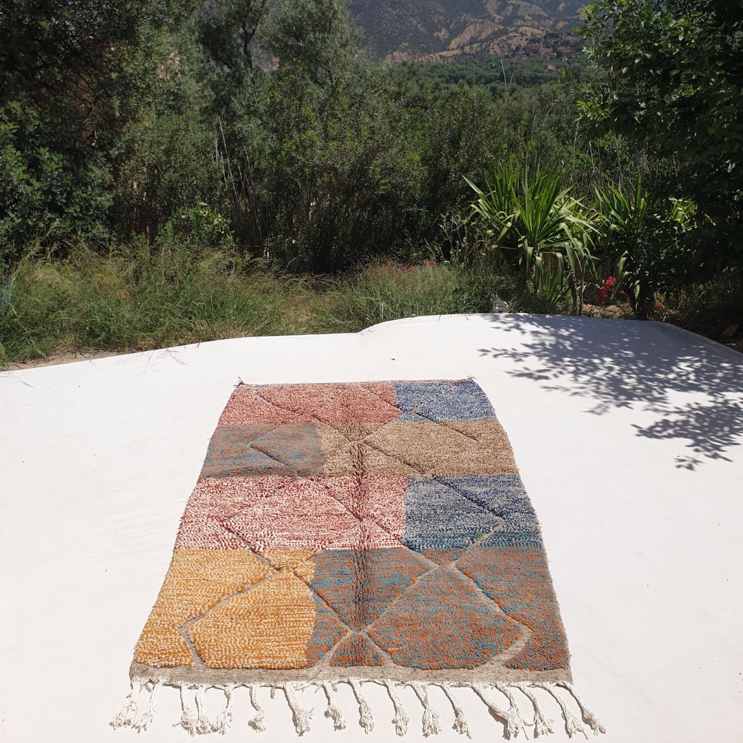 Malwa | Multicolored Beni Ourain 5x8 Moroccan Rug | 5'05x8' Ft | 154x245 cm - OunizZ