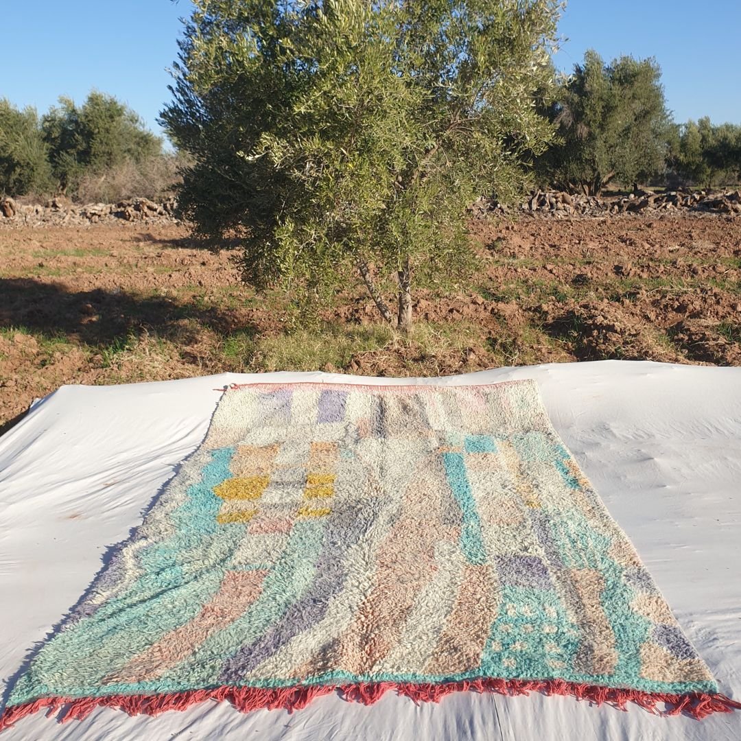 Mfalha - Vintage Moroccan Rug Boujaad 6x9 Berber Handmade | 6'27x9'22 Ft | 191x281 cm - OunizZ