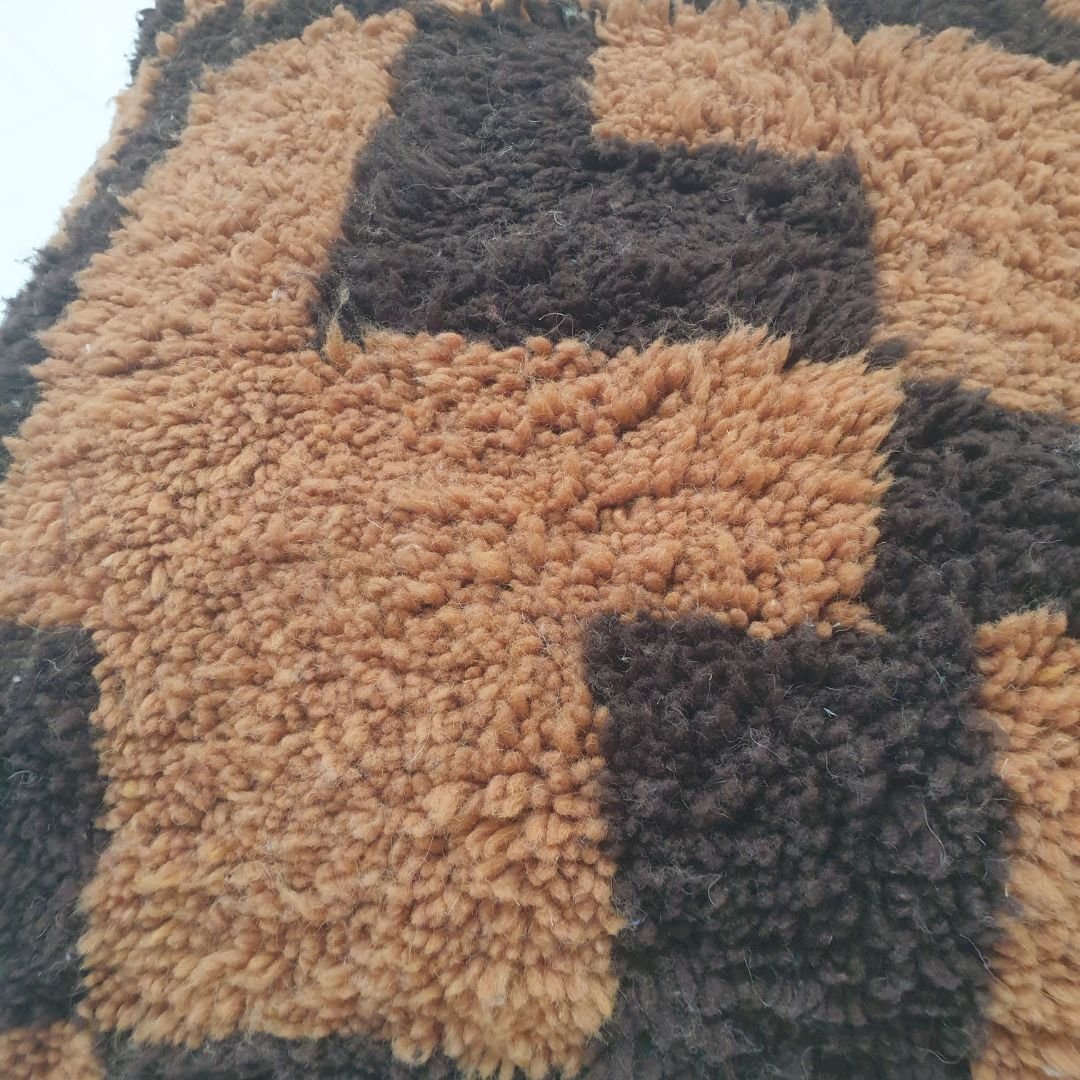 Mid - Century Handcrafted Moroccan Pouf – Bold Checkered Floor Cushion 24x24x8 inch | 60x60x20 cm - OunizZ