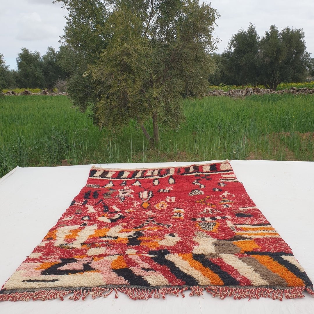 Mlaysa - Red 6x9 Moroccan Rug Beni Mrirt Luxurious Ultra Soft & Thick | 6'66x9'68 Ft | 203x295 cm - OunizZ