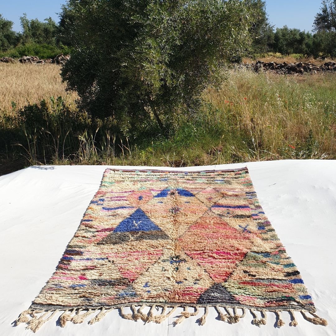 Mzena - Vintage Moroccan Peach 6x9 Rug | Authentic Berber Handmade Rug | 9'8x6'3 Ft | 200x300 cm - OunizZ