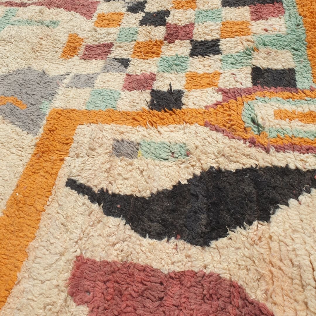 Njani | Beni Ourain 5x8 Area Rug Multicolored Abstract Wool | 5'51x8'37 Ft | 168x255 cm - OunizZ