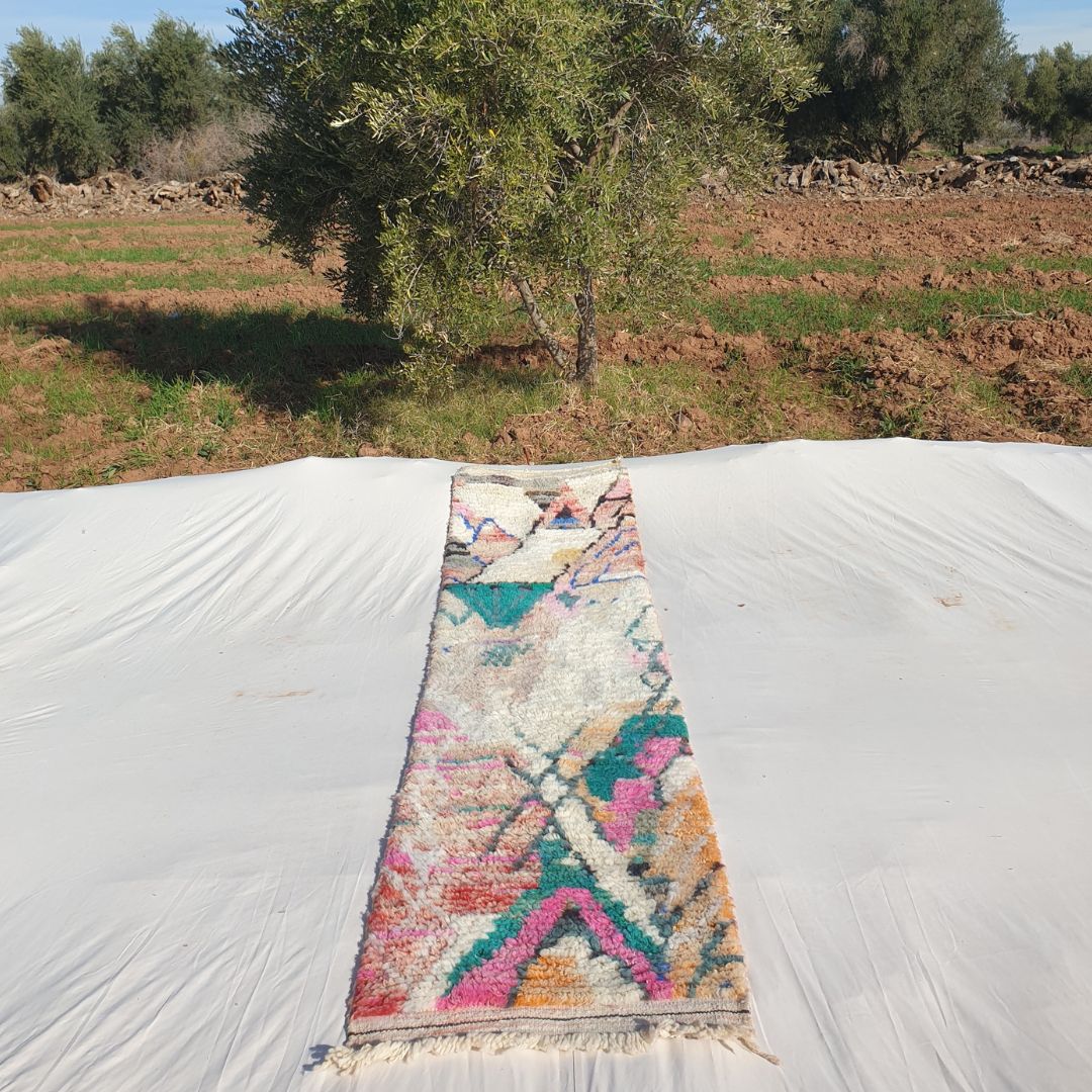 Nssila Runner | Multicolored 2x9 Moroccan Runner Rug Boujad for Hallway & Kitchen | 2'13x9'71 ft | 65x296 cm - OunizZ