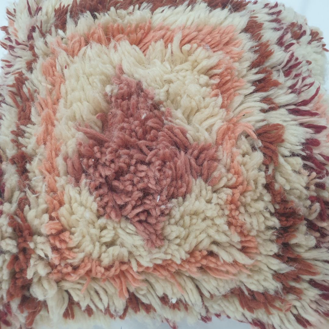 Pink Wool Throw Pillow – Cute Handwoven Geometric Cover 20x20 inches | 50x50 cm - OunizZ