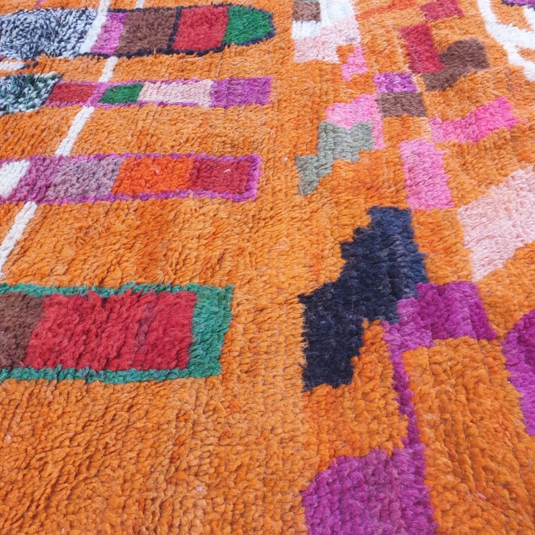 Rajina - Red & Orange Boujad 6x9 Berber Moroccan Rug | Authentic handmade Moroccan Carpet | 6'53x9'91 Ft | 199x302 cm - OunizZ