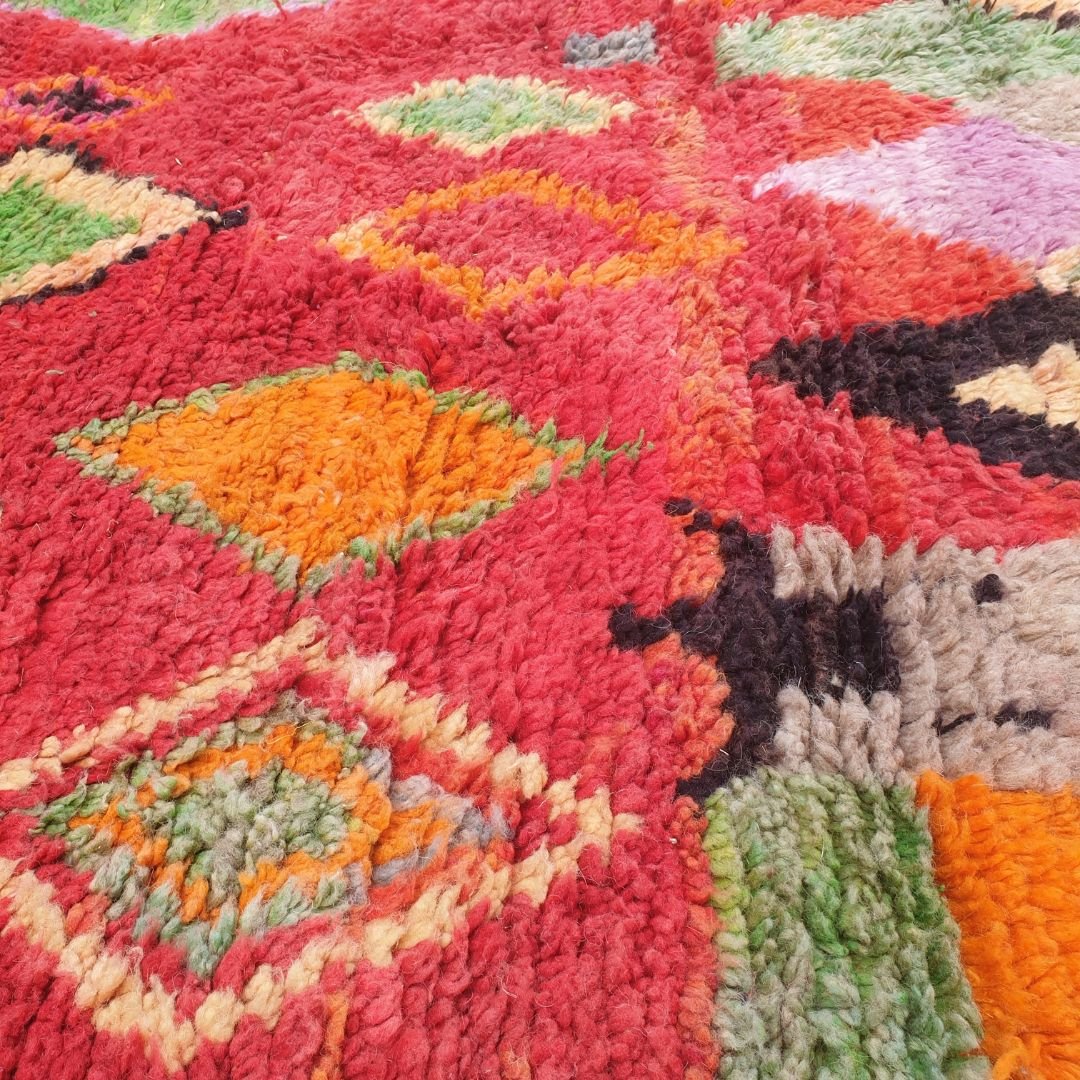 Rdwaya - 6x9 Moroccan Boujad Rug – Handwoven Tribal Red Wool Rug | 6'36x9'91 Ft | 194x302 cm - OunizZ