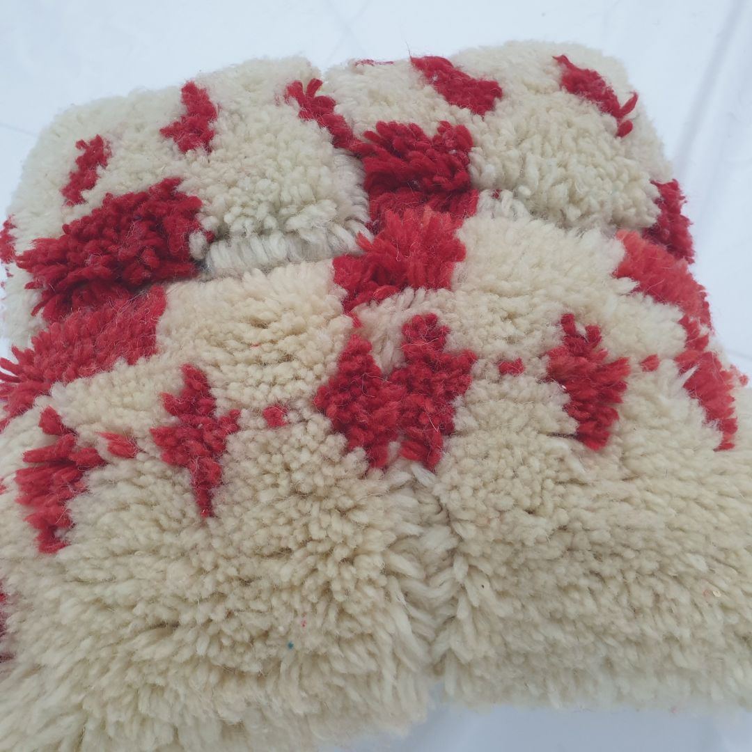 Red Patchwork Moroccan Cushion Cover – Fabulous Handwoven 16x16 inches | 40x40 cm - OunizZ