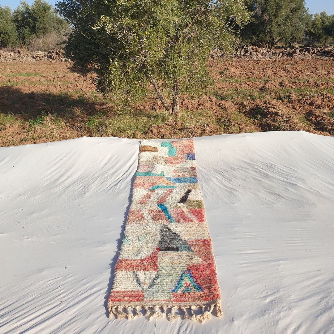 Rjana Runner | Vintage Boujaad 2x9 Moroccan Runner Rug for Hallway & Kitchen | 2'x9'19 ft | 61x280 cm - OunizZ