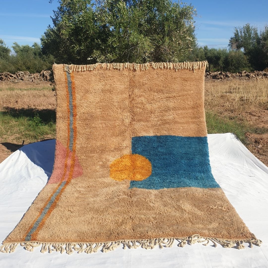 Cute Beni Ourain Rug, Moroccan Check Orange Rug, Yolk Yellow Rug, Berber Area Rug, Handmade Orange Rug, Checkered Wool Rug, Funky rug outlet