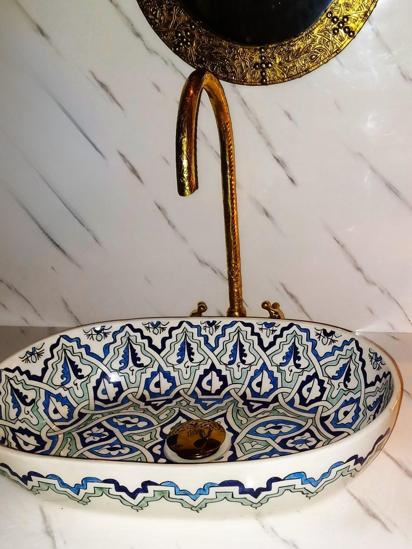 Sefrou - Handmade Oval Bathroom Sink – Elegant, Customizable, and Lead - Free - (ETAFS) - OunizZ