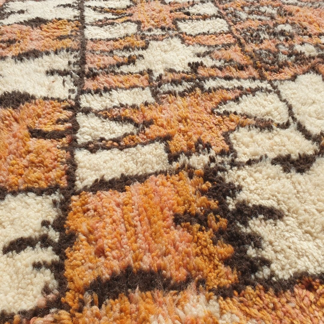 Sqala - Terracotta 6x9 Moroccan Rug Beni Mrirt Luxurious Ultra Soft & Thick | Vintage - Style Newly Made Rug | 6'66x9'19 Ft | 203x280 cm - OunizZ