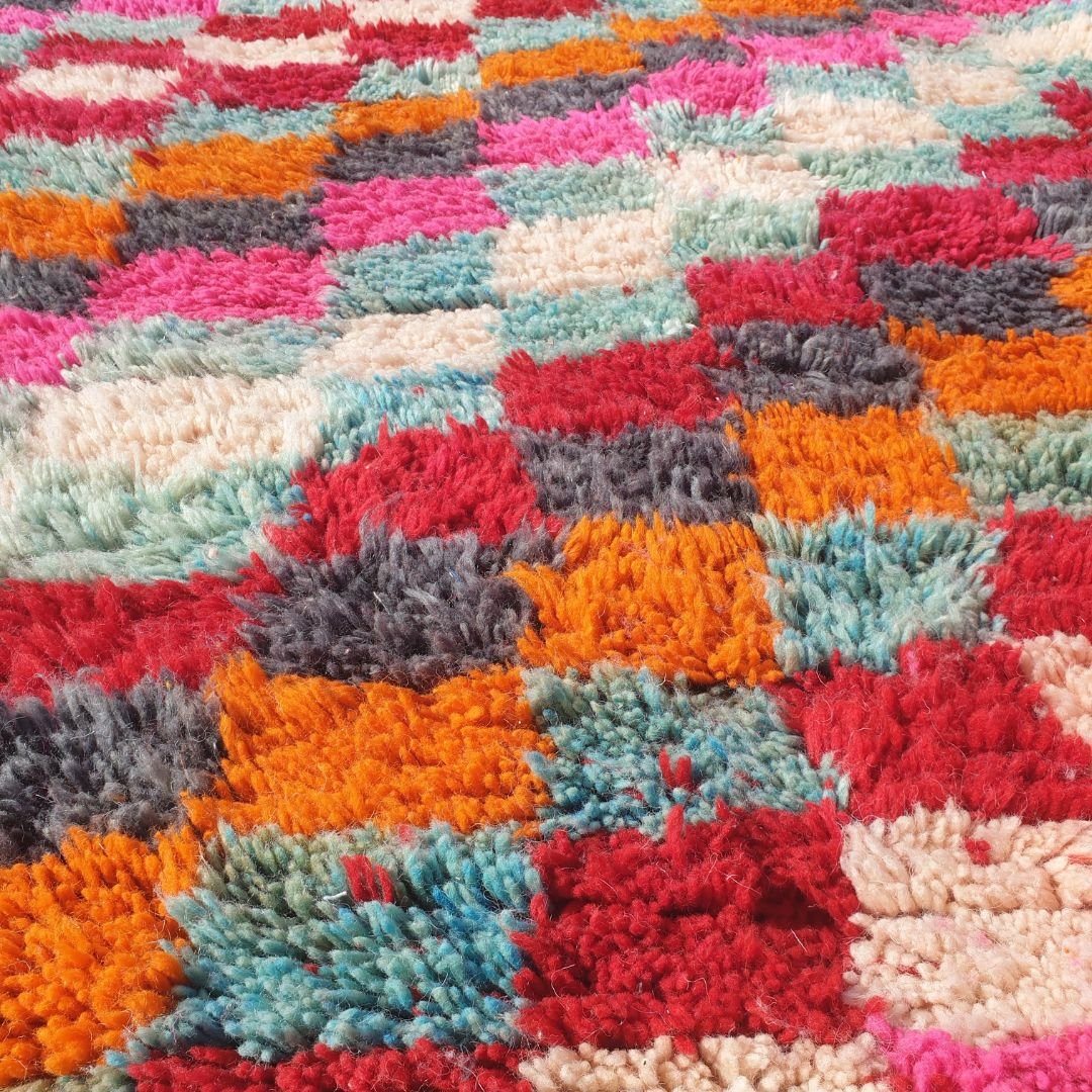 Stila - Colorful Checkered Moroccan Rug 7x8 Luxurious Beni Mrirt | 6'96x7'87 Ft | 212x240 cm - OunizZ