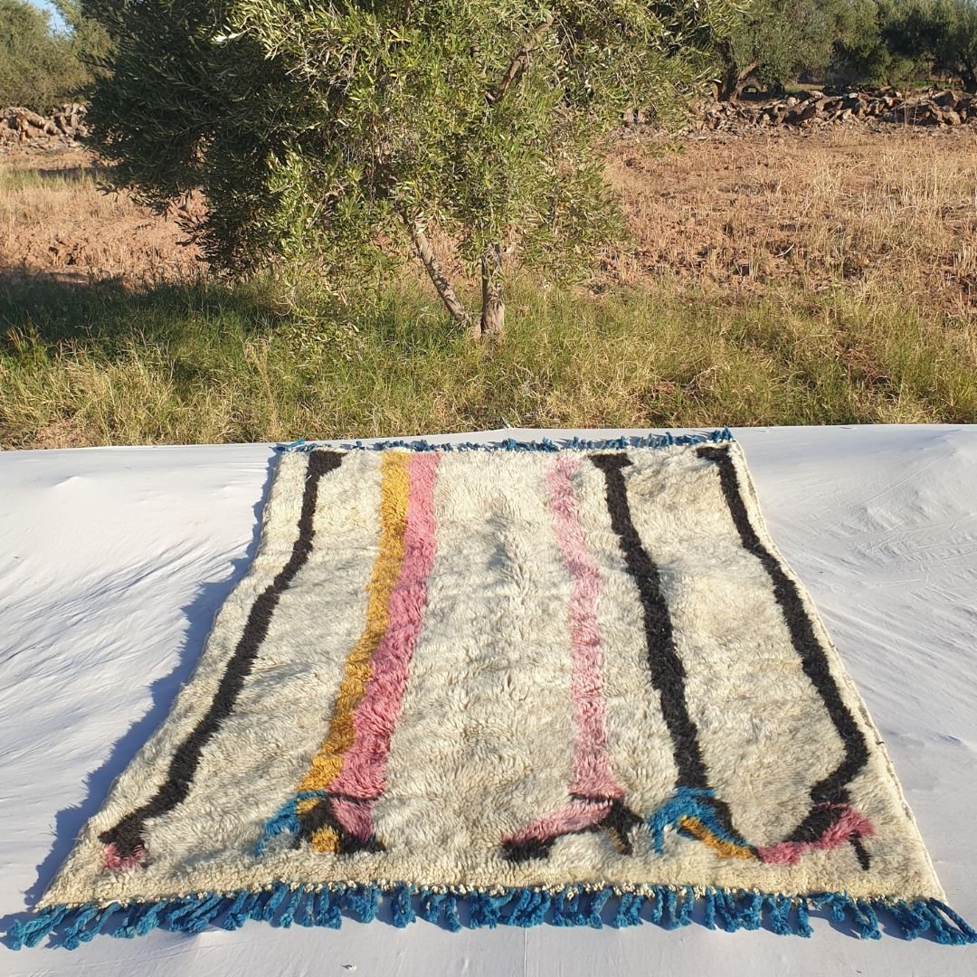 Taloma - Ultra Soft & Thick Moroccan Luxurious Beni Mrirt rug | 5'25x8' Ft | 160x243 cm | Moroccan Colorful Beni Mrirt Rug - OunizZ