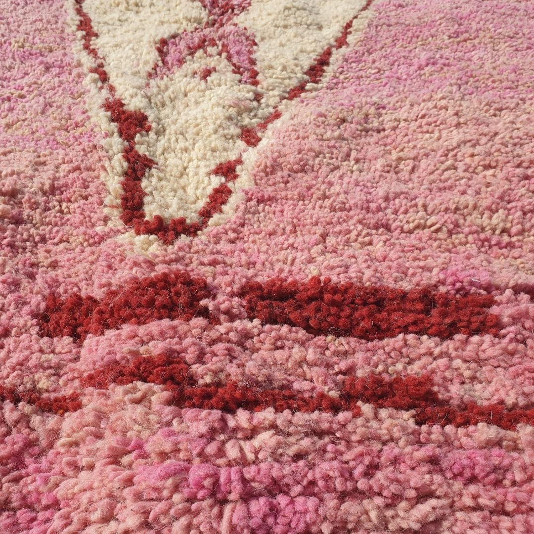 Tassmine - Pink Boujad Moroccan Rug 7x9 - Soft Plush Abstract Design | 6'96x9'55 Ft | 212x291 cm - OunizZ