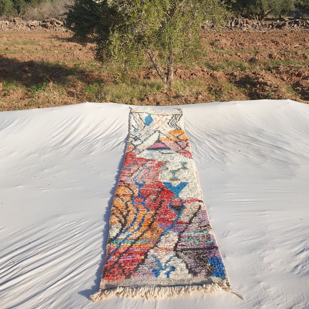 Tbaat Runner | Boujaad 2x10 Moroccan Runner Rug for Hallway & Kitchen | 2'13x10'10 ft | 65x308 cm - OunizZ