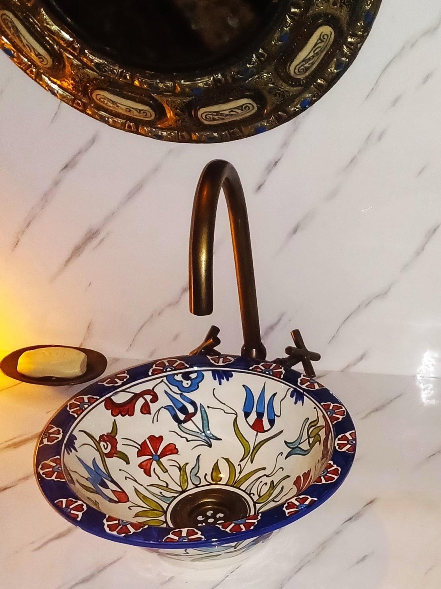 Tetouan - Colorful Hand - painted Ceramic Bathroom Sink Vanity – Elegant, Customizable and Lead - Free - (ETAFS) - OunizZ