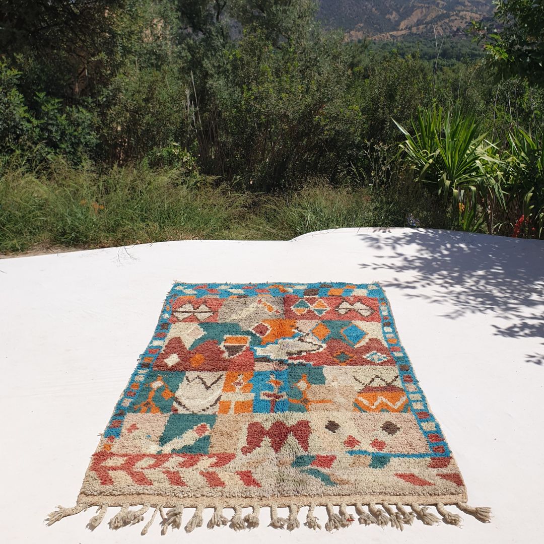 Twicha - Multicolored Moroccan Rug 4x7 Boujad Berber | Authentic Berber Living room & Bedroom Rug | 4'75x7'94 Ft | 145x232 cm - OunizZ