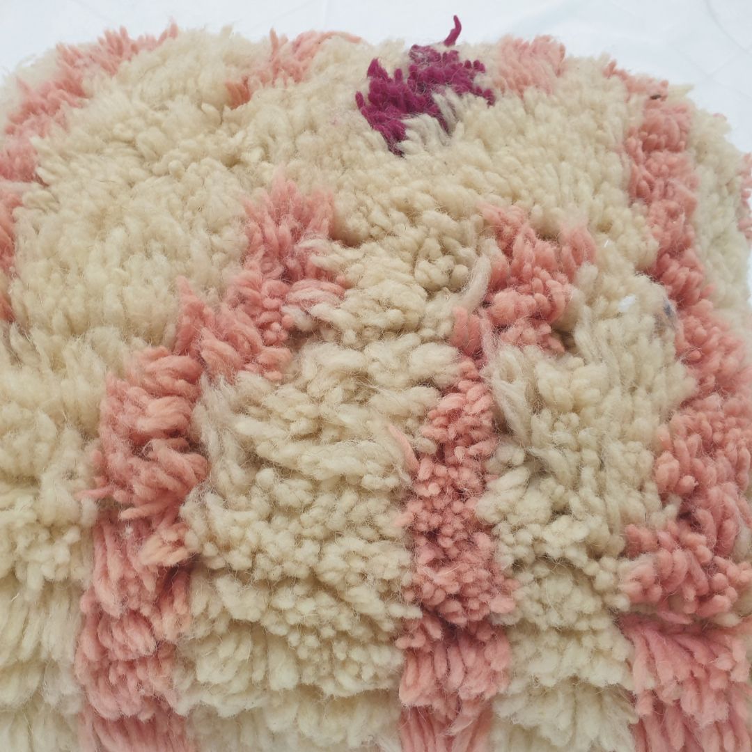 Vintage Style Moroccan Cushion Cover Newly Made – Retro Pink Tufted 20x18 inches | 50x45 cm - OunizZ