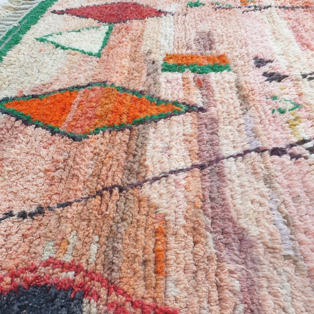 Wahlee - Orange & Peach 6x9 Berber Boujad Moroccan Rug | Authentic handmade Moroccan Carpet | 6'59x9'94 Ft | 201x303 cm - OunizZ