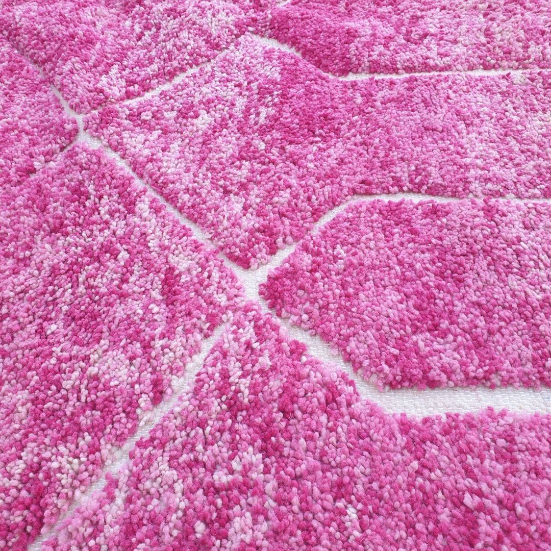 Wirlada | Pink 7x10 Moroccan Rug Soft Beni Ourain | Berber Handmade Wool Carpet | 7'12x10'37 Ft | 217x316 cm - OunizZ