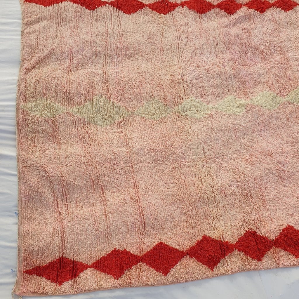 Assif | BENI OUARAIN MOROCCAN Area Rug Soft & Thick Pink Red for Living Room or Bedroom | Moroccan High Pile Rug Berber Authentic Wool | 10x10'2 Ft | 308x310 cm - OunizZ