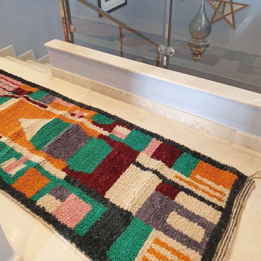 AZEN Runner | 10x2'9 Ft | 3x0,87 m | Moroccan Colorful Rug | 100% wool handmade - OunizZ